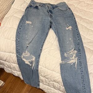 Levi's Classic Blue Ripped Boyfriend Jeans